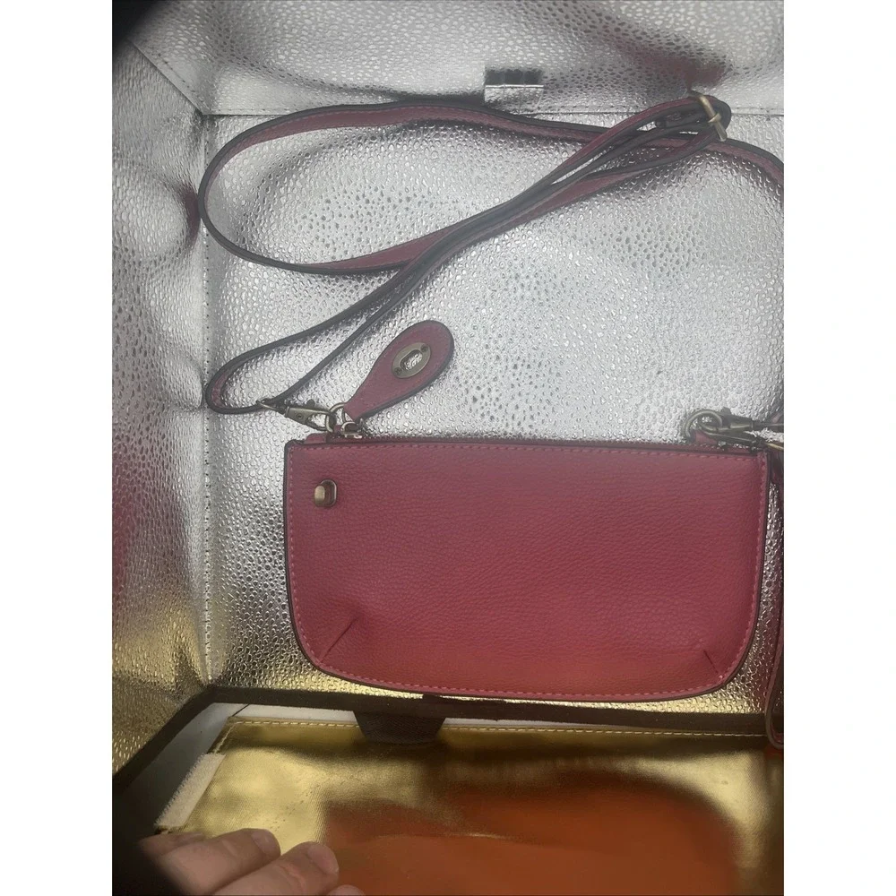 Joy Susan Women's Vegan Leather Wristlet Crossbody Clutch Bag Hot Pink W/ strap - Picture 6 of 16